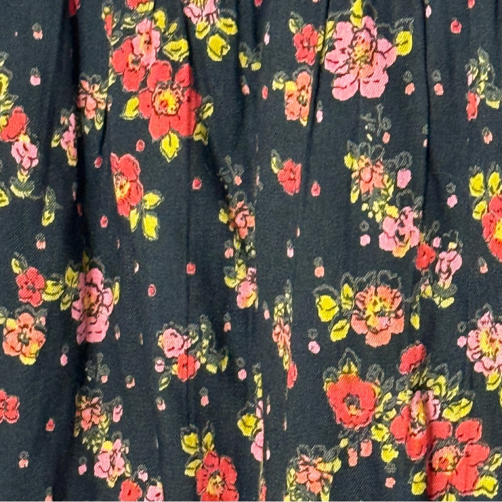 Free People Black Floral Maxi Skirt XS | Boho Tiered Elastic Waist - Picture 2 of 7